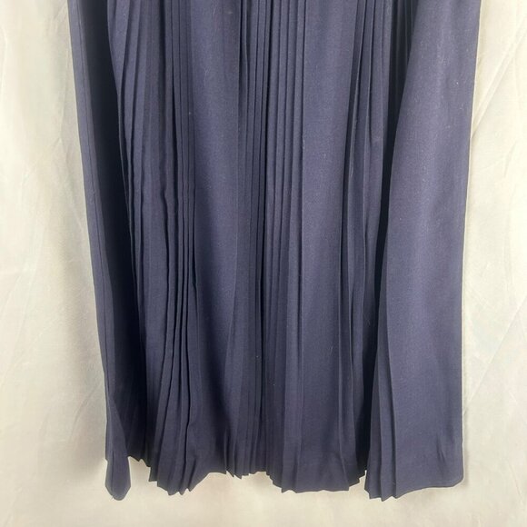 Vintage 80s Pleated Maxi Skirt Women Small Navy Blue A‎ Line Career Prep Classic - Picture 3 of 5